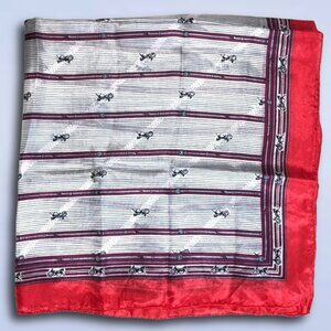 Triangle Shanghai China Silk Scarf Equestrian Horse Drawn Carriage Hand Printed